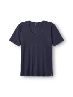 T-shirt med V-hals i merinould/silke til kvinder