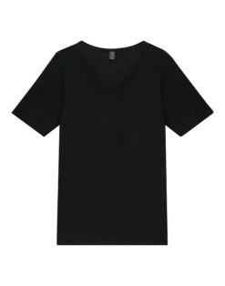 T-shirt med V-hals i merinould/silke til kvinder