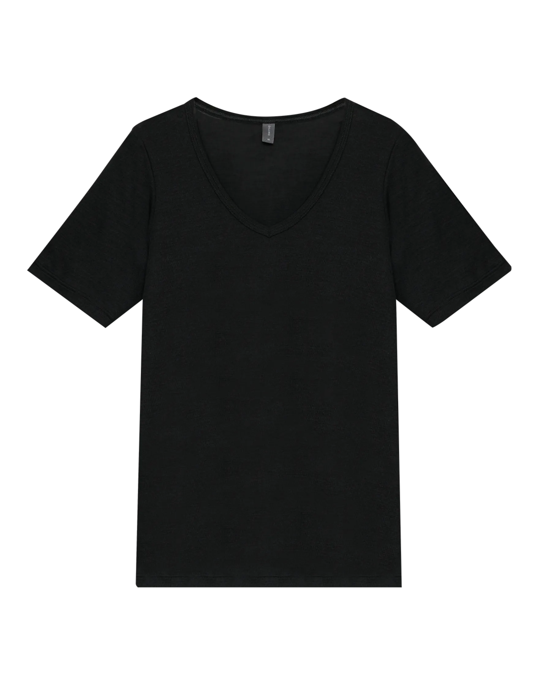 T-shirt med V-hals i merinould/silke til kvinder