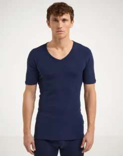 T-shirt med V-hals i merinould til mænd
