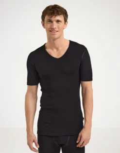 T-shirt med V-hals i merinould til mænd