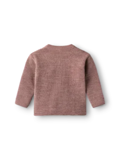 Vaffelstrikket slå-om-bluse i merinould til baby